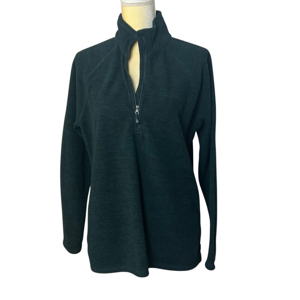 Eddie Bauer Women's Quarter Zip Fleece Pullover Sweater Dark Green Size Large - Picture 1 of 8